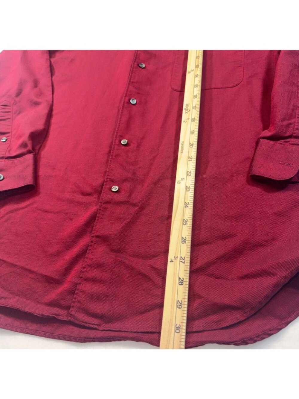 Claiborne Men's Dress Shirt 16 32/33 Red Long Sleeve Button Up Office Work - Picture 6 of 8